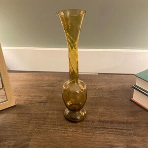 Golden Amber Glass Swirled Tulip Vase